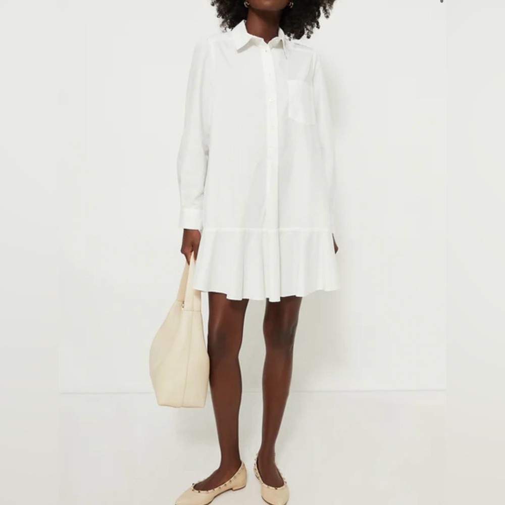 Tuckernuck White Ruffle-Hem Shirt Dress